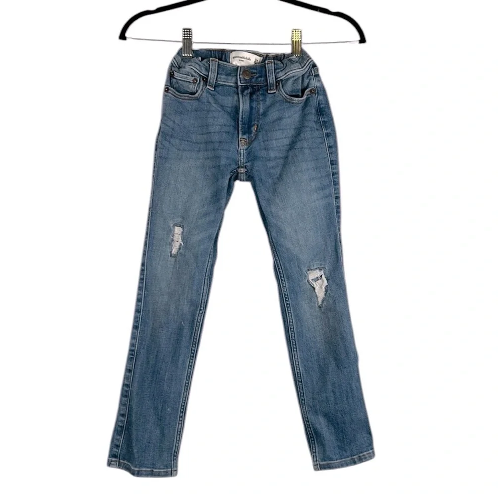 Abercrombie Kid's‎ Girl's Skinny Distressed Medium Wash Jeans Size 7/8 Regular